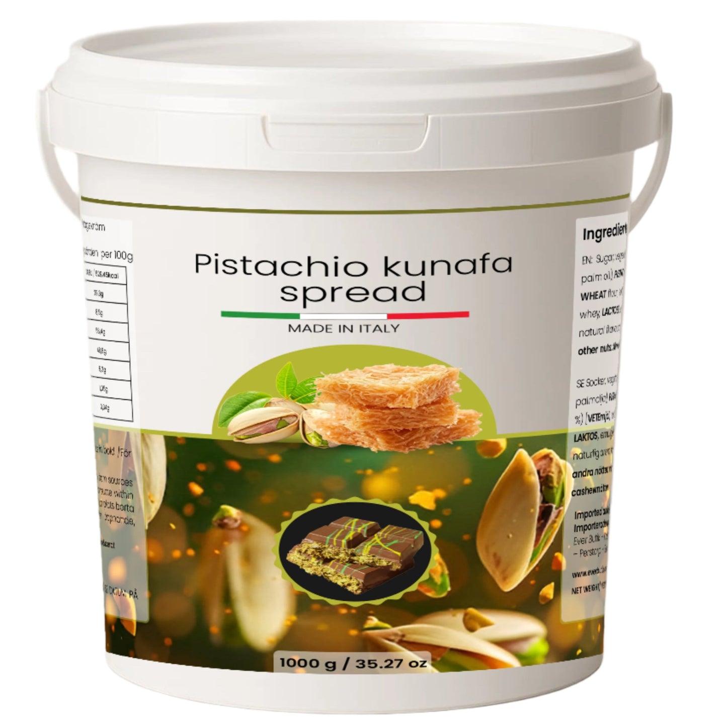 Pistachio kunafa Spread 1 kg  -  Bredbar Pistagekräm med kataifi  - Pistachio kunafa Cream