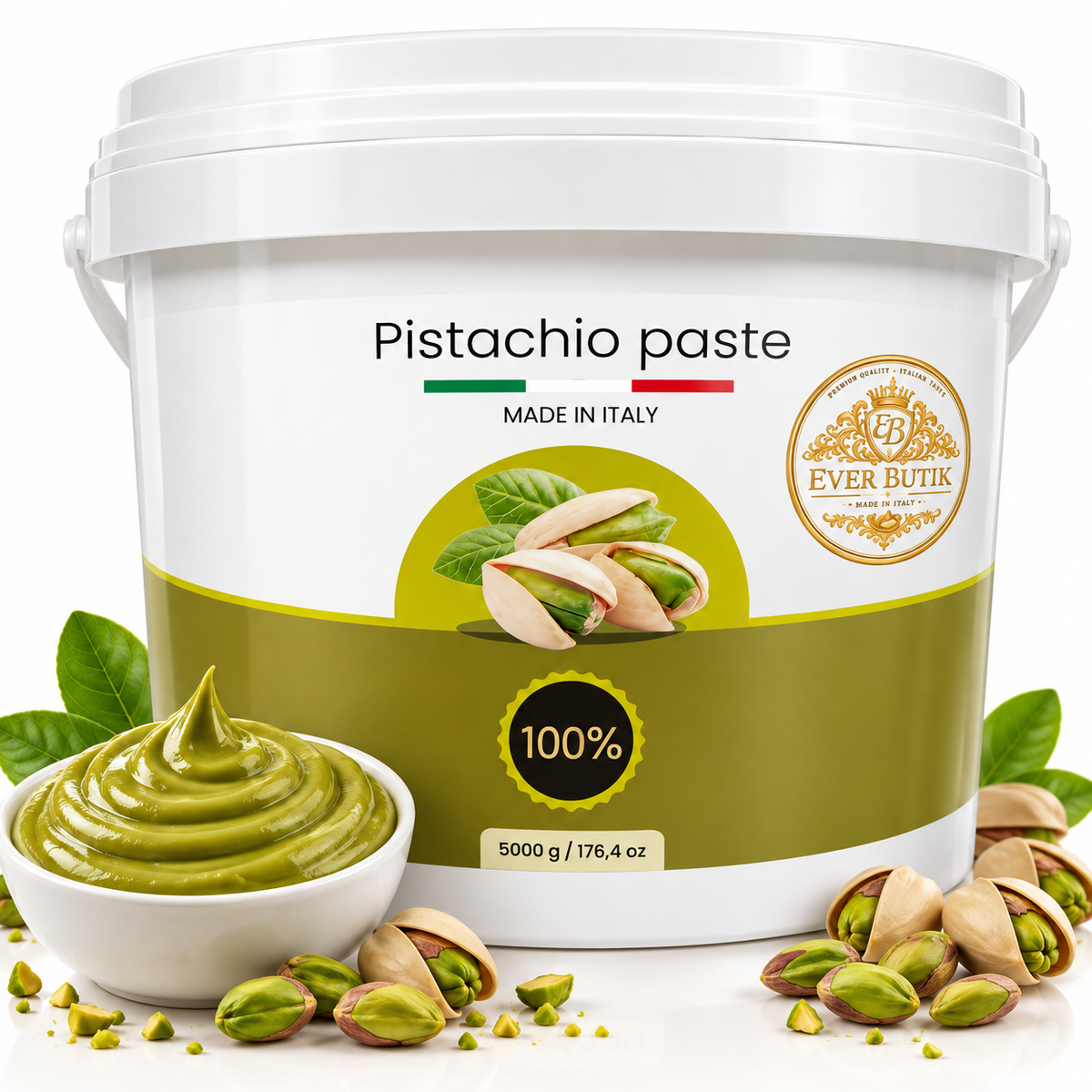 Pistachio Paste 100% 5kg  -  Pistagekräm 100% - Pistachio Paste cream